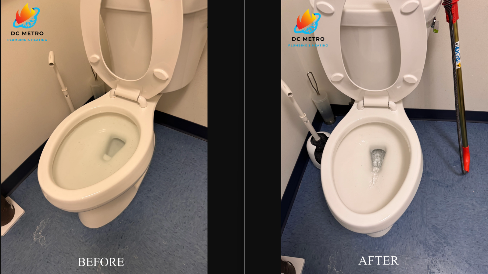 Home toilet clogged before and after
