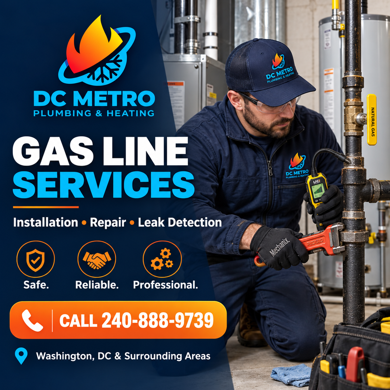 Gas leak detection service by DC Metro Plumbing and Heating