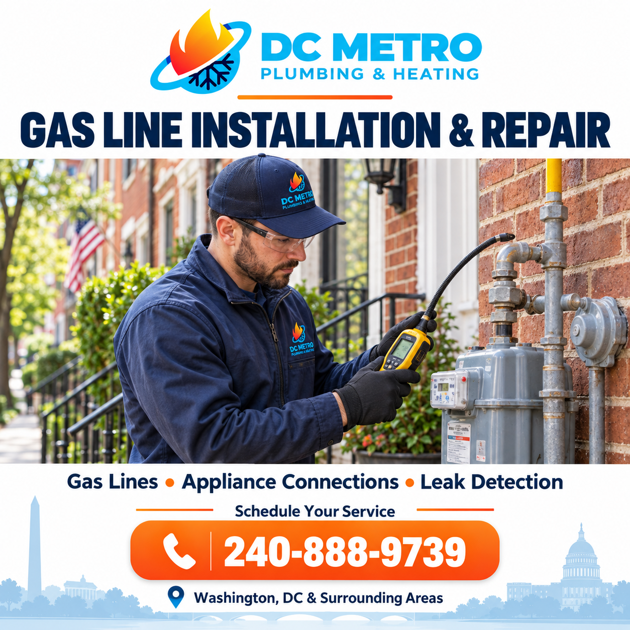 Gas leak service by DC Metro Plumbing and Heating